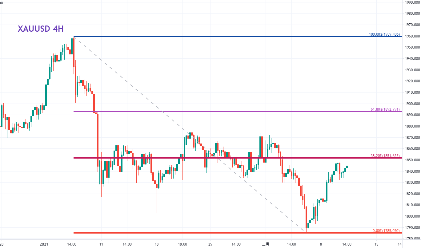 2021 年 2 月行情展望(图17) 黄金 4 小时图